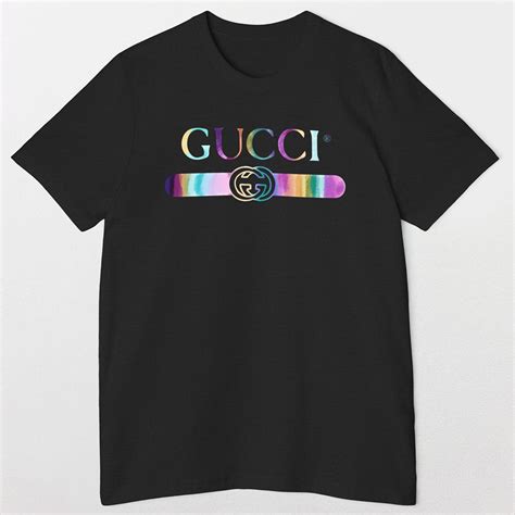 gucci rainbow logo shirt|gucci metallic t shirt.